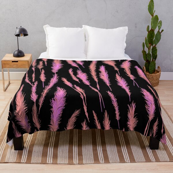 Item preview, Light Pink and Dusty Pink Wild Grasses on Black Background designed and sold by Beachy.