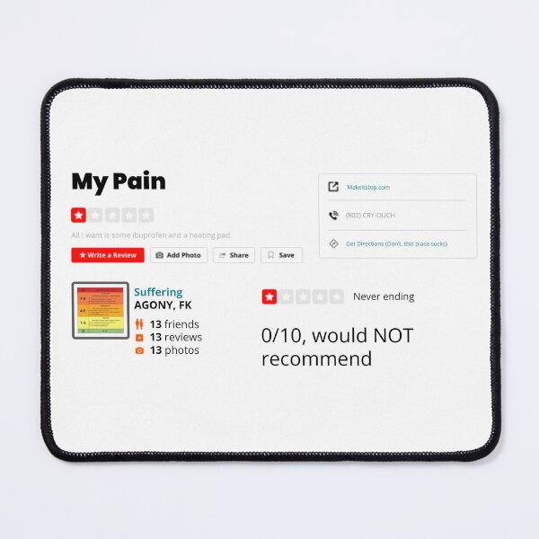 Item preview, pain  review designed and sold by SicknessSociety.