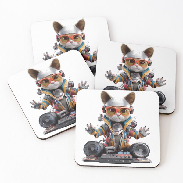 Item preview, Funky DJ Cat Mixer Set | Music Lovers Delight | Unique Cat DJing Designs designed and sold by UmutK.