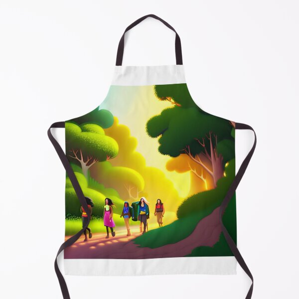 Aperçu de l'œuvre Un groupe d'amis en randonnée dans une forêt dense et ensoleillée créée et vendue par Adventurous Apparel.