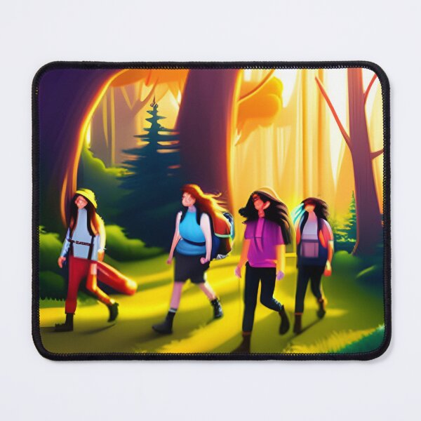 Item preview, Un grupo de amigos recorriendo un denso bosque bañado por el sol designed and sold by Adventurous Apparel.