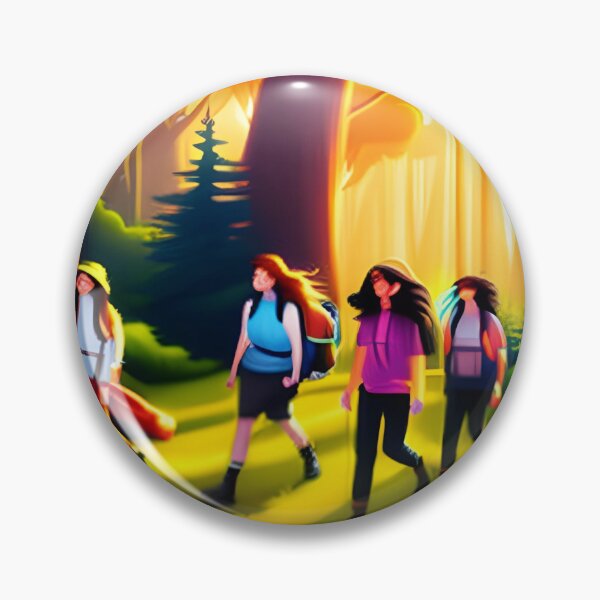 Item preview, A group of friends hiking through a dense, sun-dappled forest designed and sold by Adventurous Apparel.