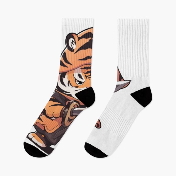 Item preview, Striking Tiger with Fierce Warrior Helmet - Bold and Determined Cartoon Sticker designed and sold by PaintbrushPlace.
