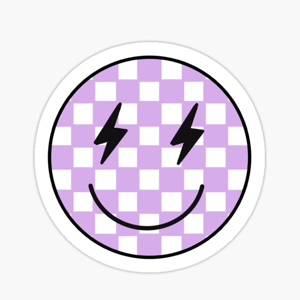 Item preview, Purple checkered smiley designed and sold by All Good Things Design Co..