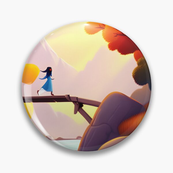 Item preview, A lone traveler crossing a rickety bridge suspended above a roaring river designed and sold by Adventurous Apparel.