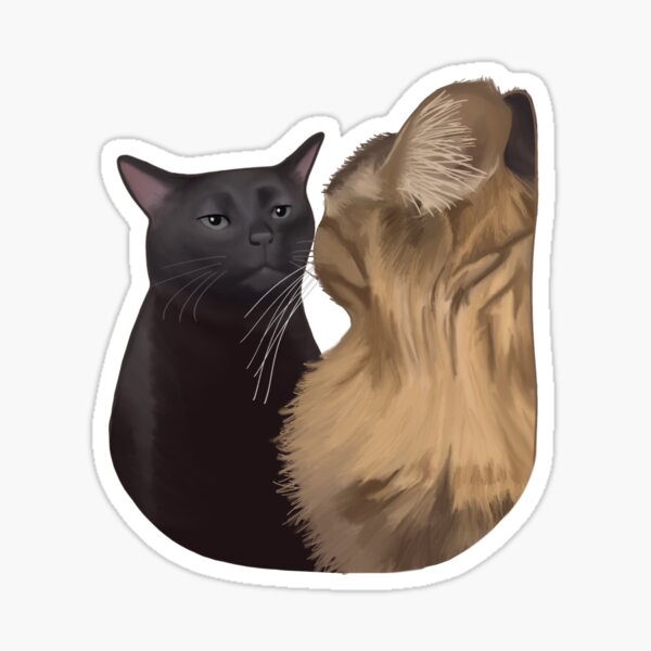 Black Cat Zoning Out Meme Sticker Decal