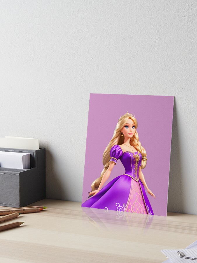 Enchanting Rapunzel Barbie Fanfiction - Crowned in Purple Dress with Long  Hair | Art Board Print