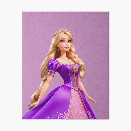 Enchanting Rapunzel Barbie - Crowned in Purple Dress with Long Hair Art  Board Print for Sale by astersgraphics