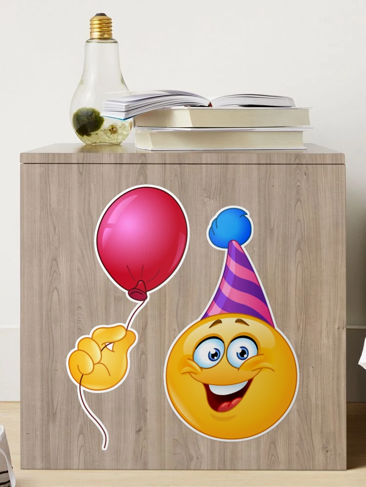 Birthday Emoticon with Balloon Sticker for Sale by Yael Weiss