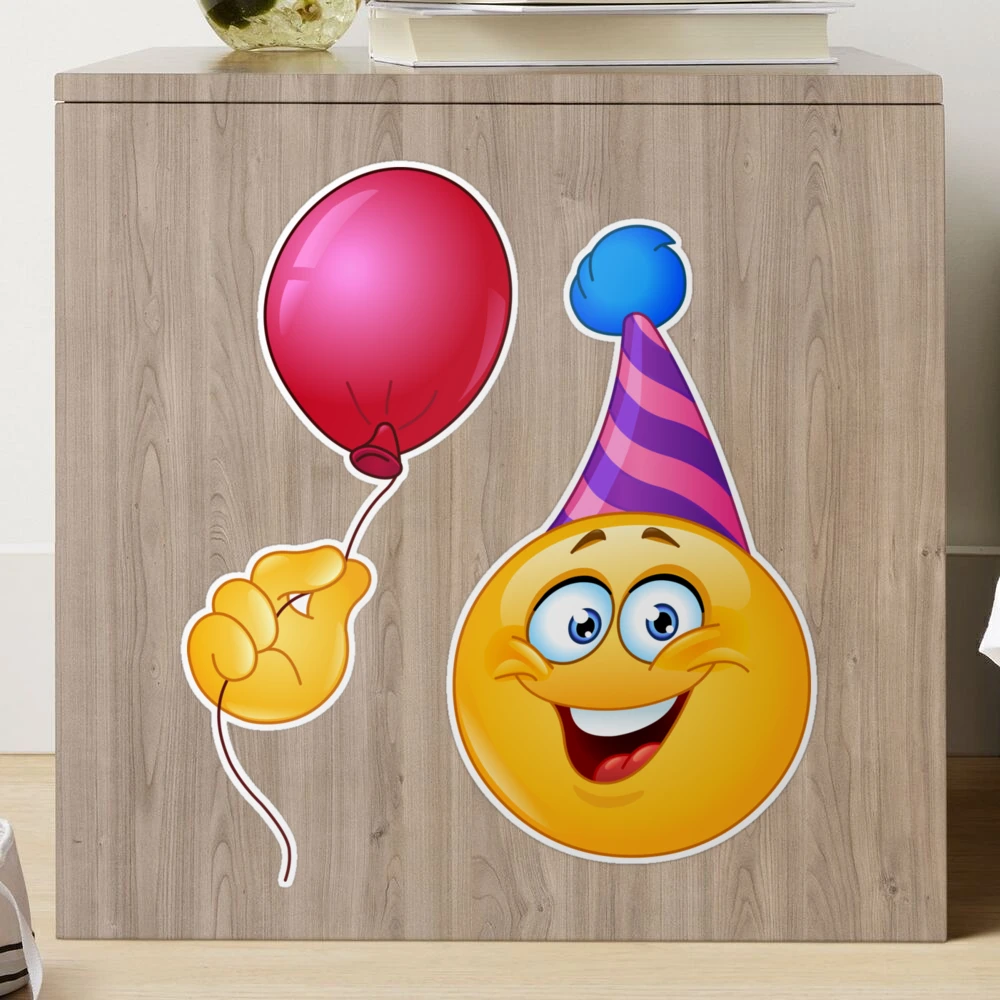 Happy Birthday Emojis Wall Decal 3D Balloon Sticker, 6-1/4-Inch 