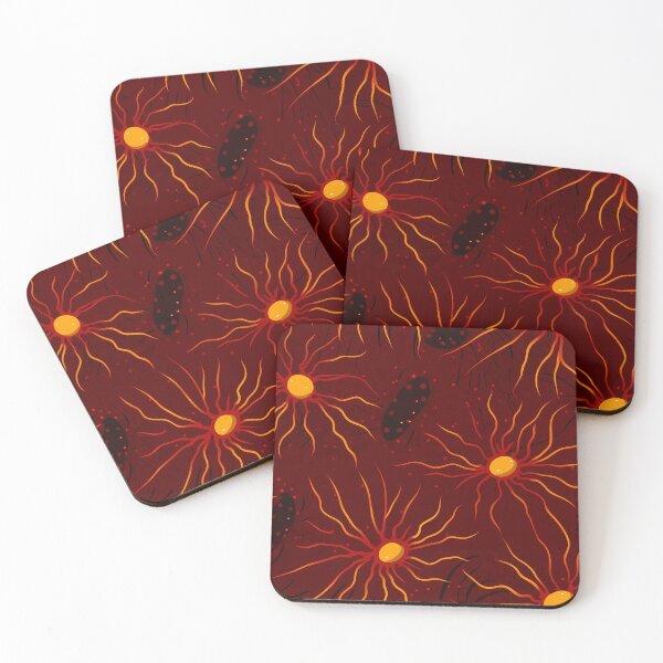 Item preview, Seamless pattern with bacteria and virus on a red background. designed and sold by Tantanzah.