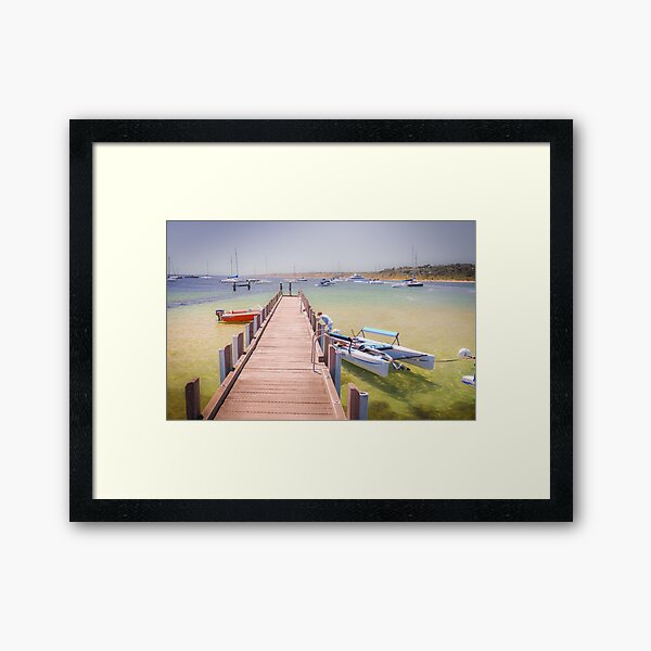 A CATAMARAN AND THE THE BAY AWAITS Framed Art Print
