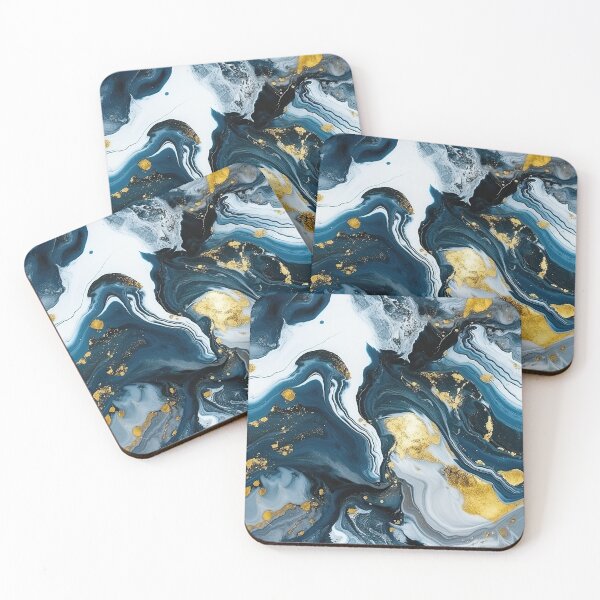 Item preview, Dark Blue, Gray & Gold Fluid Art 3 designed and sold by obstinator.