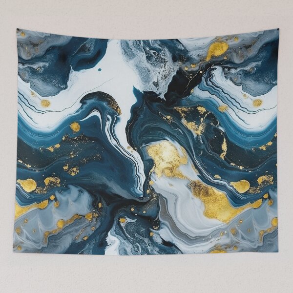 Item preview, Dark Blue, Gray & Gold Fluid Art 3 designed and sold by obstinator.
