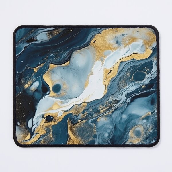 Item preview, Dark Blue, Gray & Gold Fluid Art 4 designed and sold by obstinator.