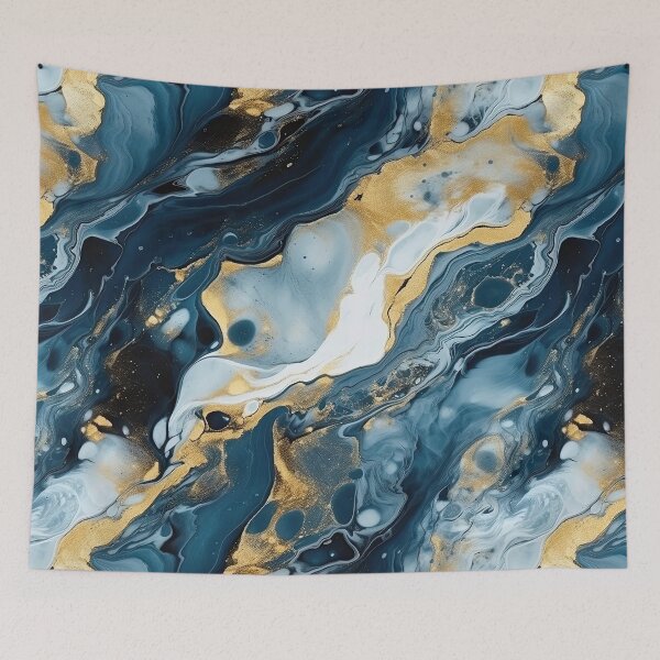 Item preview, Dark Blue, Gray & Gold Fluid Art 4 designed and sold by obstinator.