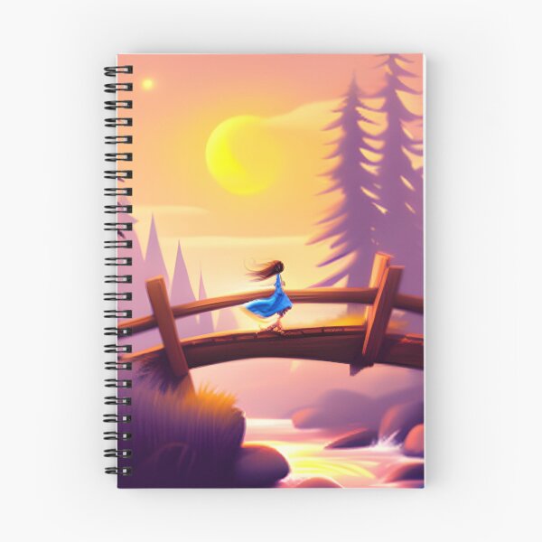 Item preview, A lone traveler crossing a rickety bridge suspended above a roaring river designed and sold by Adventurous Apparel.
