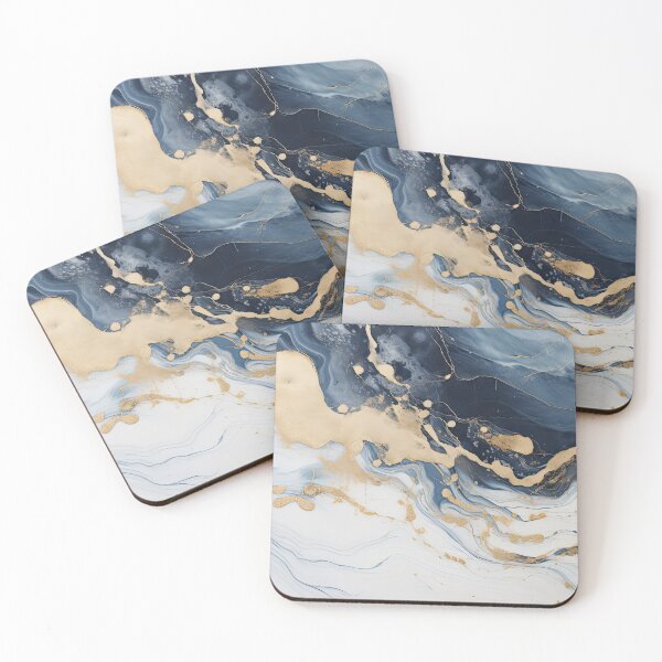 Item preview, Dark Blue, Gray & Gold Fluid Art 6 designed and sold by obstinator.