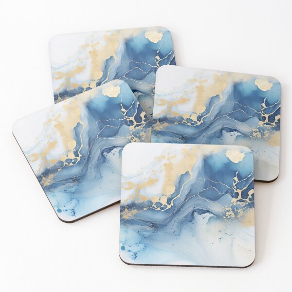 Item preview, Blue, Gray & Gold Fluid Art 10 designed and sold by obstinator.