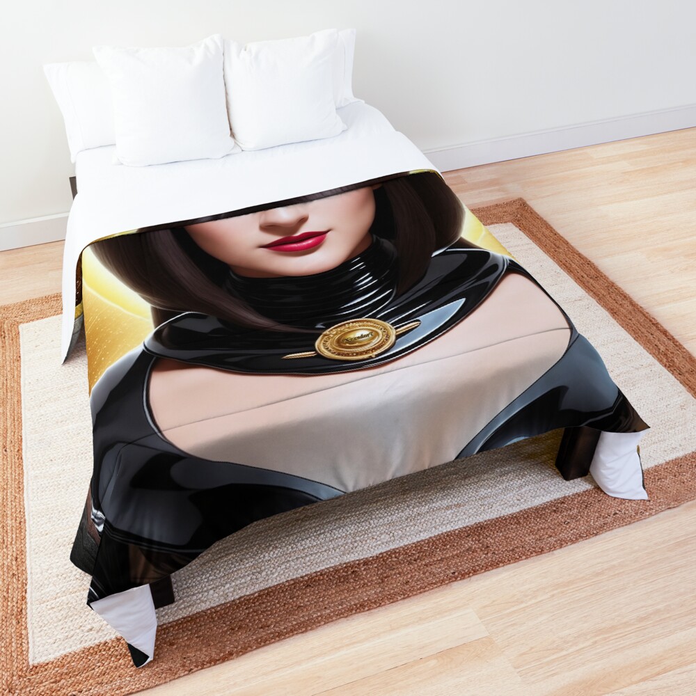 Lyciniiya Sunblaze Of The Epicron Beautiful Fantasy AI Concept Art Portrait by Xzendor7 Decorative Comforter