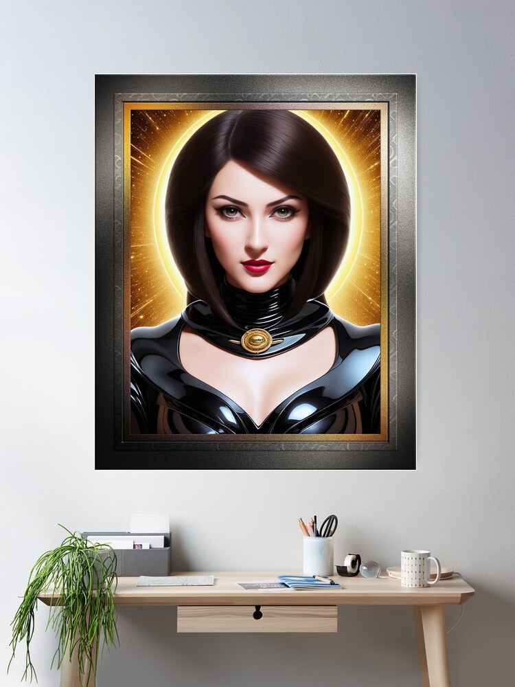 Lyciniiya Sunblaze Of The Epicron Beautiful Fantasy AI Concept Art Portrait by Xzendor7 Wall Decor Poster