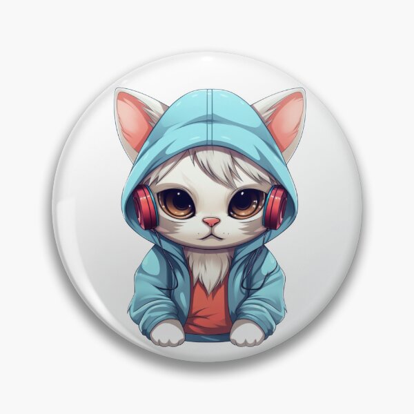 Item preview, Cat Wearing Headphones & Hoodie designed and sold by vasetti-press.