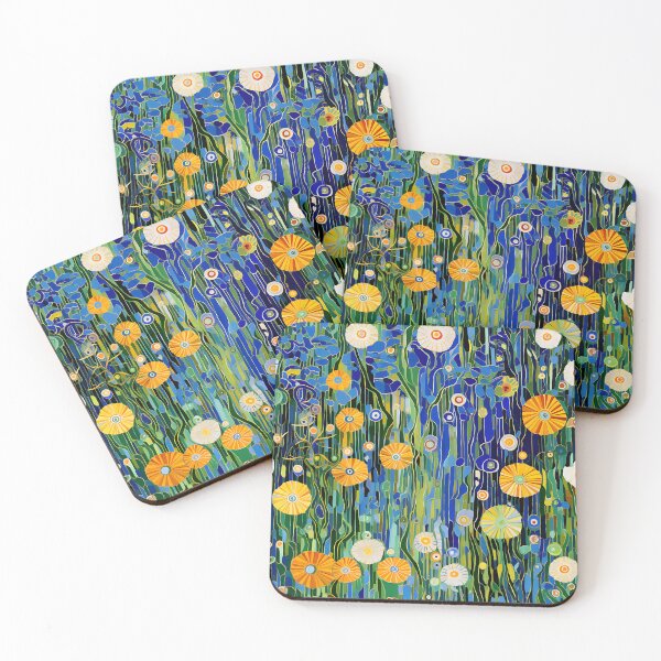 Item preview, Emerald Reverie: Gustav Klimt-Inspired Flowers Landscape designed and sold by vadimcarazan.