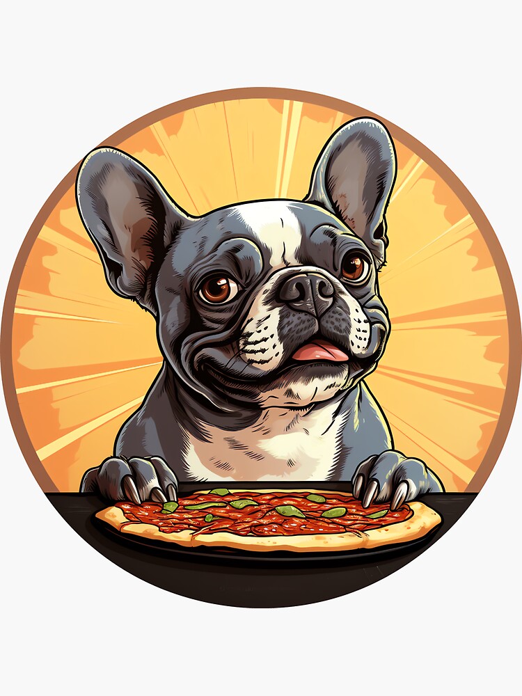 French bulldog outlet eating pizza