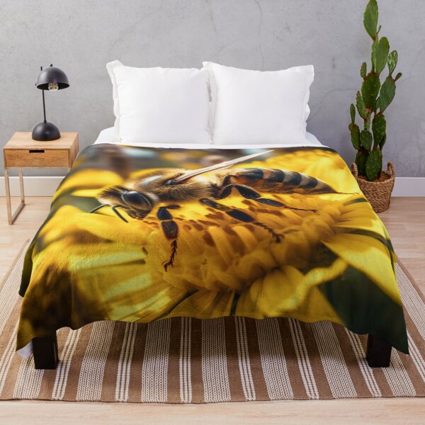 Item preview, Una abeja se sienta en una flor. designed and sold by isBotStore.