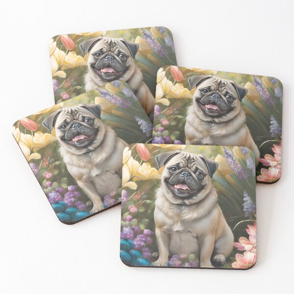 Item preview, Pug Lovers Cute Pug in Flower Garden  designed and sold by candiscamera.