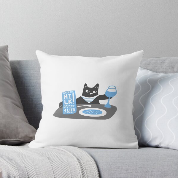 Item preview, Cute black cat is drinking milk from a wine glass designed and sold by artful-meows.