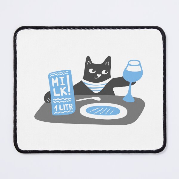 Item preview, Cute black cat is drinking milk from a wine glass designed and sold by artful-meows.