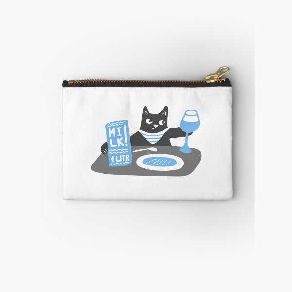 Item preview, Cute black cat is drinking milk from a wine glass designed and sold by artful-meows.