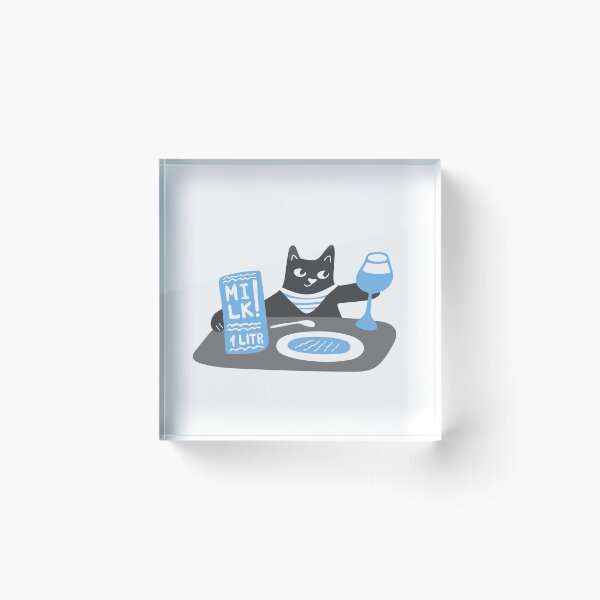 Item preview, Cute black cat is drinking milk from a wine glass designed and sold by artful-meows.