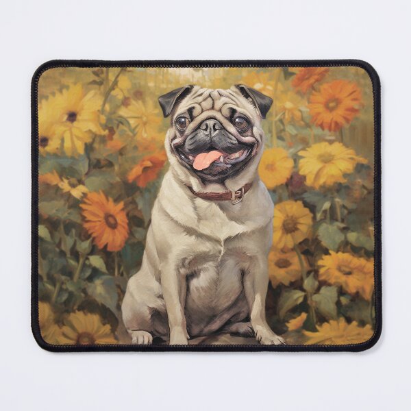 Item preview, Cute Pug in Fall Flowers designed and sold by candiscamera.