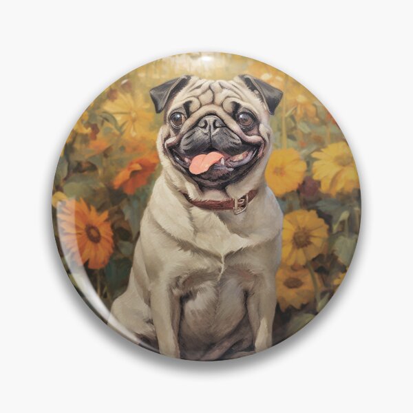 Item preview, Cute Pug in Fall Flowers designed and sold by candiscamera.