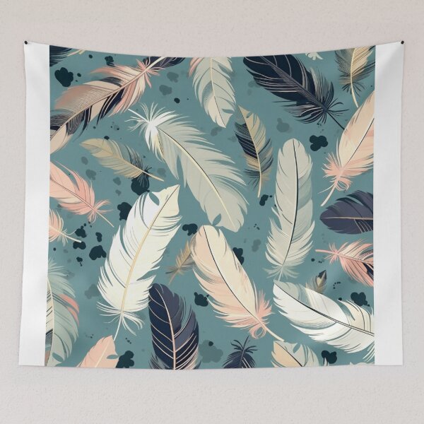 Item preview, Feathers - Teal, blush, gray, ivory, gold designed and sold by Highlandkings.