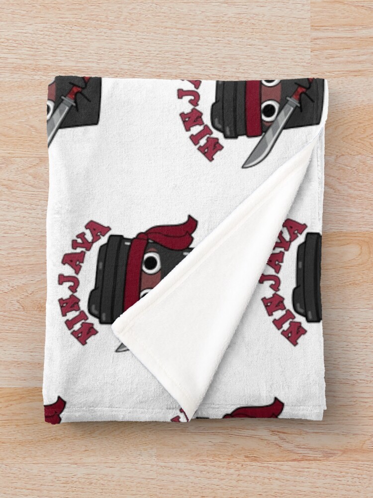 Thumbnail 3 of 6, Throw Blanket, Ninjava Ninja Java Funny Coffee Puns designed and sold by punnybone.