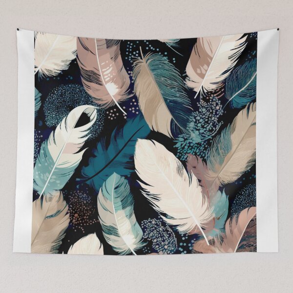 Item preview, Feathers - Teal, blush, gray, ivory, gold 2 designed and sold by Highlandkings.