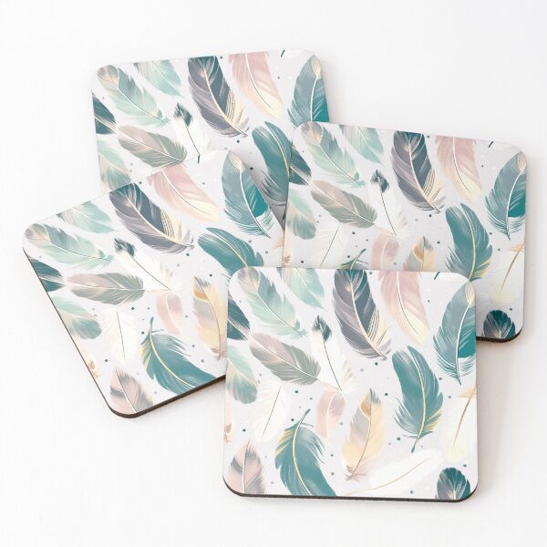 Item preview, Feathers - Teal, blush, gray, ivory, gold 3 designed and sold by Highlandkings.