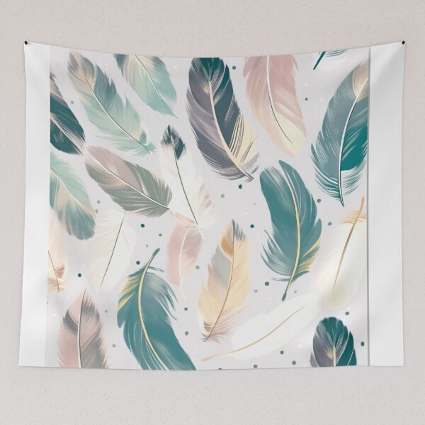 Item preview, Feathers - Teal, blush, gray, ivory, gold 3 designed and sold by Highlandkings.