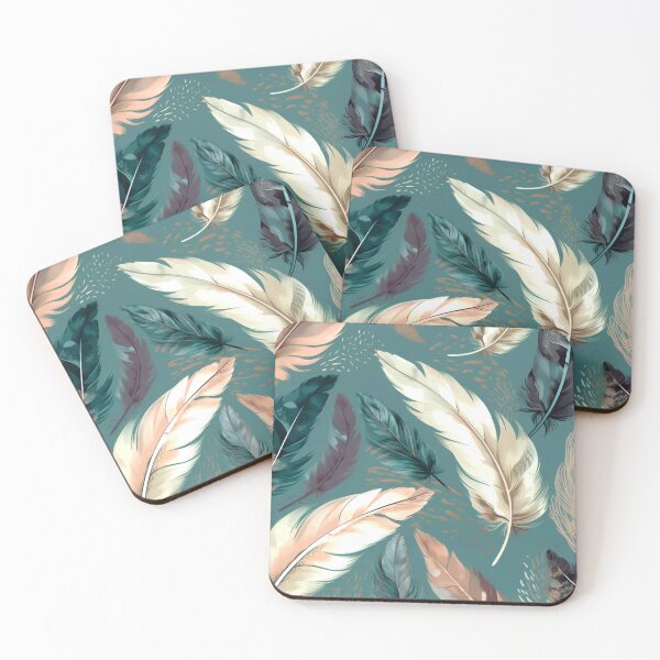 Item preview, Feathers - Teal, blush, gray, ivory, gold 4 designed and sold by Highlandkings.