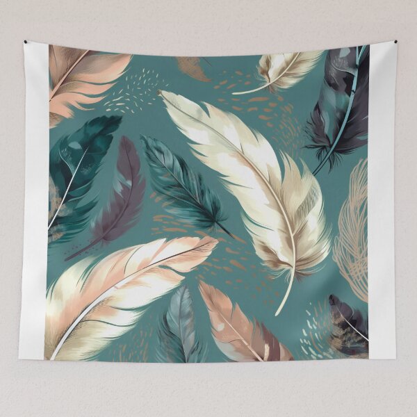 Item preview, Feathers - Teal, blush, gray, ivory, gold 4 designed and sold by Highlandkings.