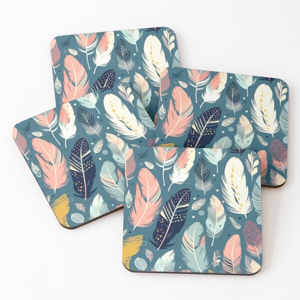Item preview, Feathers - Teal, blush, navy, gray, gold  designed and sold by Highlandkings.