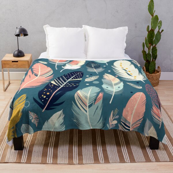 Item preview, Feathers - Teal, blush, navy, gray, gold designed and sold by Highlandkings.