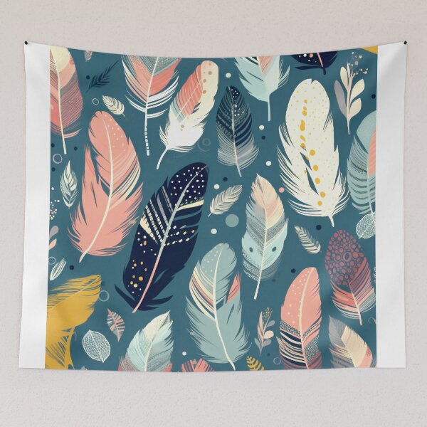 Item preview, Feathers - Teal, blush, navy, gray, gold  designed and sold by Highlandkings.