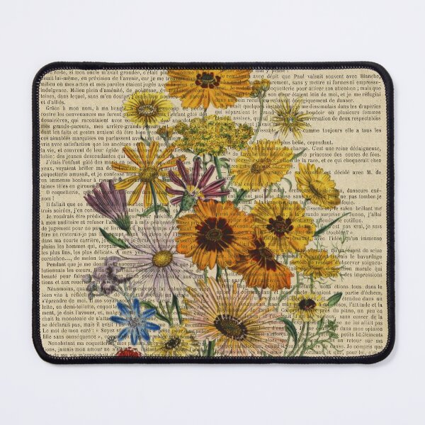 Item preview, Botanical print, on old book page - Garden flowers designed and sold by Art by Lilia.