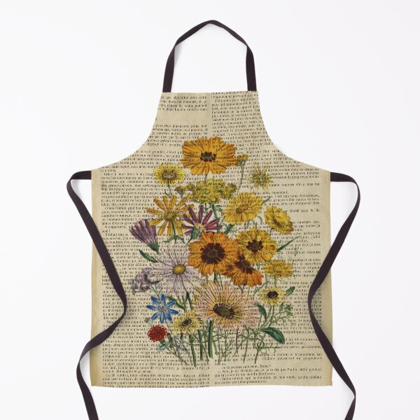 Item preview, Botanical print, on old book page - Garden flowers designed and sold by Art by Lilia.