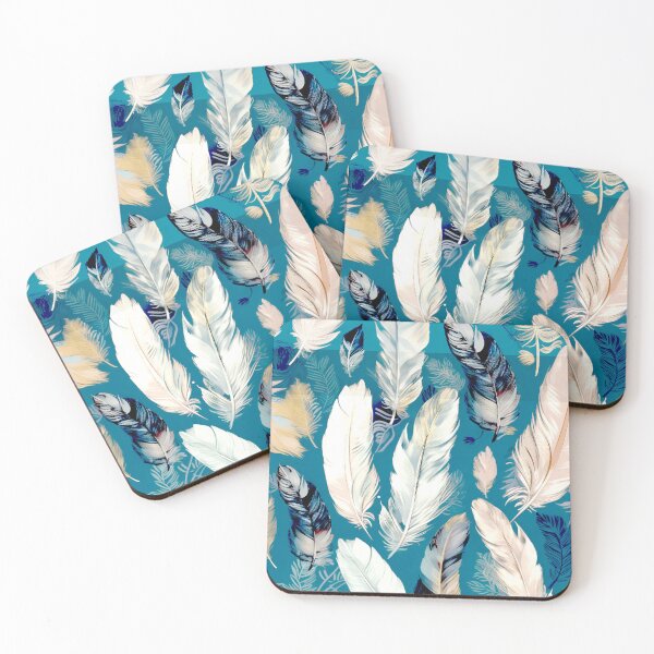 Item preview, Feathers - Teal, blush, navy, gray, gold 2 designed and sold by Highlandkings.