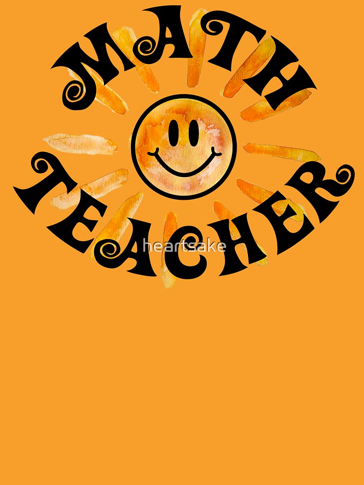 Thumbnail 7 of 7, Classic T-Shirt, Groovy Math Teacher Happy Face Sunshine Gift designed and sold by heartsake.
